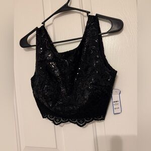 Jodi Kristopher Black Sequin Lace Top